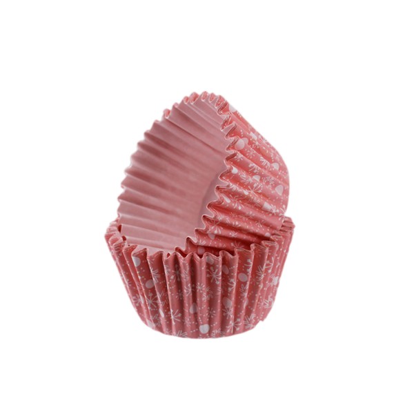 Tahtakale Toptancı Kek Kalıbı Pet Kapsül 52X45 Mm Kağıt Cupcake Kağıdı (100 Adet)  Kar Desenli Pembe