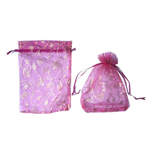 Kına Çerez Kesesi Lale Desenli 17X23 Cm (50 Adet)  Fuşya