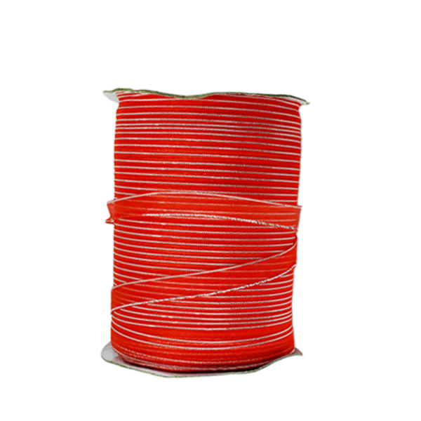 Tahtakale Toptancı Organze Kurdele 1 CM Kenarı Şeritli  (457 Metre)  Kırmızı