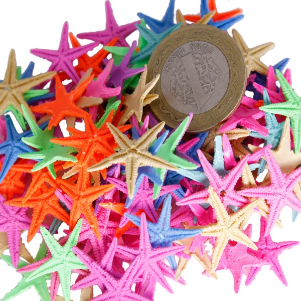Tahtakale Toptancı Polyester Deniz Yıldızı Minik Boy  0.5 CM- 1.5 CM (100 Adet)  Karışık Renk